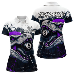 Maxcorners Personalized Dinosaur 8 Ball Billiard Shirt For Men Custom Billiard Team Shirt, Pool Jersey|Purple MT0609