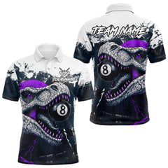 Maxcorners Personalized Dinosaur 8 Ball Billiard Shirt For Men Custom Billiard Team Shirt, Pool Jersey|Purple MT0609