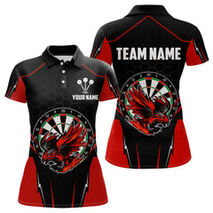 Maxcorners Custom Men's Darts Polo Shirts Red & Black Eagle Dartboard For Darts Jersey LM2007