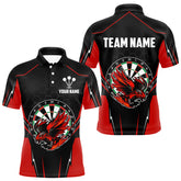 Maxcorners Custom Men's Darts Polo Shirts Red & Black Eagle Dartboard For Darts Jersey LM2007