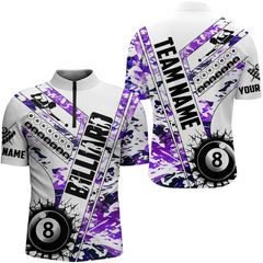 Maxcorners Cracky Billiard 8 Ball Pool With Camo Men Polo Shirts Custom Team League Billiard Shirts| Purple LM154