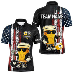 Maxcorners Funny Beer 8 Ball & 9 Ball American Flag Billiard Shirt For Men Custom Patriotic Pool Team Jersey