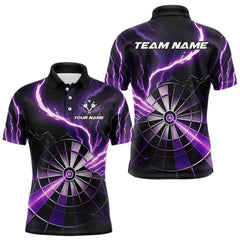 Maxcorners Personalized Purple Lightning Mens Dart Shirts Custom Glowing Darts Team Jersey Polo & 1/4 Zip TU0411