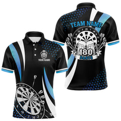Maxcorners Funny Black And Blue 180 Darts Shirt For Men Custom Dartboard Jersey Team Polo & Quarter Zip LM2110