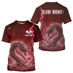 Maxcorners Lightning Red Waves Dragon Custom Men's Pickleball T-Shirt Pickleball Team Jerseys MT0811