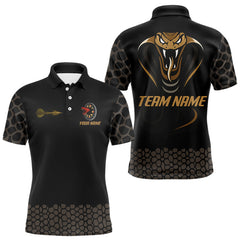 Maxcorners Dark Brown Cobra & Dart Arrow Men's Darts Shirt - Custom Name For Darts Jersey