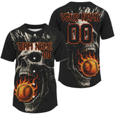 Maxcorners Custom Black Grunge Fire Flames Baseball Ball Shirt For Men Horror Baseball Jerseys LM0910