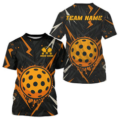 Maxcorners Custom Black Orange Grunge Pickleball Men T-Shirt Outfits Pickleball Jerseys LM0910