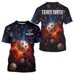 Maxcorners Custom USA Flag Multi-Ball Men's Pickleball T-Shirt Red & Blue Pickleball Jerseys LM1411