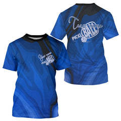 Maxcorners Men's Pickleball T-Shirt Custom Splashed Blue Pickleball For Team, Pickleball Gifts MT0708