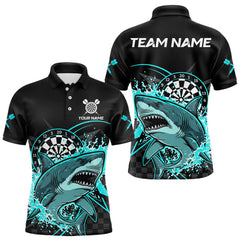 Maxcorners Black And Turquoise Funny Shark Dartboard Custom Men Darts Polo Shirt Dart Jerseys TU1011