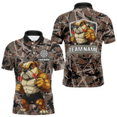 Maxcorners Golden Ochre Bulldog With Arrows Men's Grunge Darts Shirt - Custom Name For Players LM2206