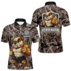Maxcorners Golden Ochre Bulldog With Arrows Men's Grunge Darts Shirt - Custom Name For Players LM2206