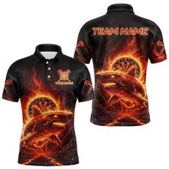 Maxcorners Red Flames Shark Cracked Dartboard Custom Men Darts Polo Shirt Fire Flame Dart Jerseys LM1411
