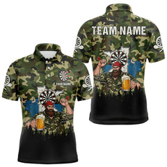 Maxcorners Custom Camouflage Human & Funny Beer Bull Dartboard Men Darts Polo Shirt Dart Jerseys LM1411