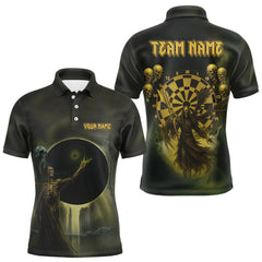 Maxcorners Custom Brown Skeleton Dartboard Darts Polo Shirt For Men - Darts Jersey MT1007