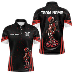 Maxcorners Custom Maroon Alien And Dartboards Dart Polo Shirts For Men, Dart Team Jerseys LM1008