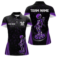 Maxcorners Custom Purple Alien And Dartboards Dart Polo Shirts For Men, Dart Team Jerseys LM1008