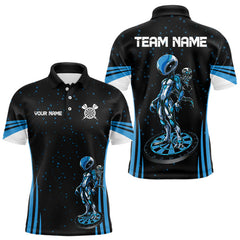 Maxcorners Custom Navy Alien And Dartboards Dart Polo Shirts For Men, Dart Team Jerseys LM1008