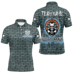 Maxcorners Brick Wall Skull Dartboard Men's Grunge Darts Shirt - Custom Dart Player Uniform LM2206