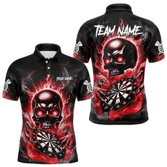 Maxcorners Custom Fire Flame Dartboard Lightning Red Skull Dart Men Polo Jerseys Dart Team Shirt TU1410