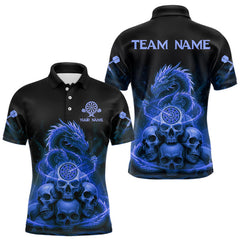 Maxcorners Custom Blue Galaxy Dragon Skulls Dartboard Men Darts Polo Shirt Dart Team Jerseys LM1411