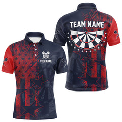 Maxcorners US Flag Grunge Star Dartboard Men's Darts Polo Shirt - Custom Name For Players TU1407