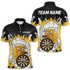 Maxcorners Beer Mascot Smoking Dartboard Custom Men Darts Polo Shirt Funny Funny Dart Jerseys LM2011