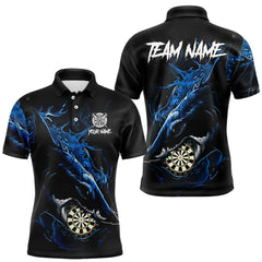 Maxcorners Personalized Blue Horror Shark Men Darts Polo League Shirts Funny Grunge Dart Jerseys LM1812