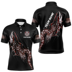 Maxcorners Custom Black And Red US Flag Digital Camo Shark Darts Polo Shirt For Men Dart Gifts TU1911