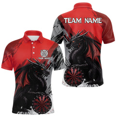 Maxcorners Red Grunge Dragon Dartboard Custom Men Darts Polo League Shirts Dragon Dart Jerseys