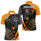Maxcorners Cracked Dartboard & Dart Arrows Orange Darts Shirt For Men - Custom Name & Team LM3006