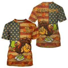Maxcorners Custom Turkey Funny Thanksgiving Pickleball T-Shirt For Men Patriotic Pickleball Jersey LM1501
