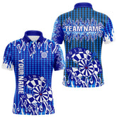 Maxcorners Blue Flames Dart Shirt For Men Dartboard Design - Custom Team & Player Name LM1625
