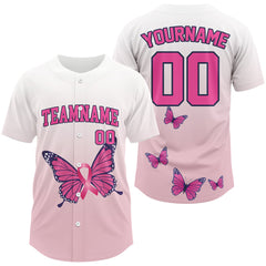 Maxcorners Custom Pink Ribbons Butterfly Pickleball T-Shirt Personalized Pickleball Outfits For Men LM2608