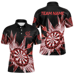 Maxcorners Red Snow Ice Dartboard Men Darts Polo Shirt Custom Name & Team Xmas Dart League Shirt LM2711