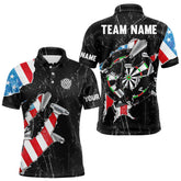Maxcorners Custom American Flag Grunge Style Dart Shirts For Men, Dart Team Jerseys LM243