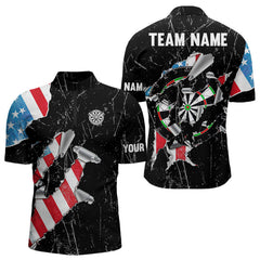 Maxcorners Custom American Flag Grunge Style Dart Shirts For Men, Dart Team Jerseys LM243
