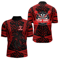 Maxcorners Custom Red Dragron With Dartboards Dart Shirts For Men, Dart Team Jerseys LM243