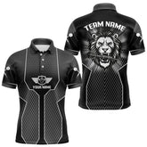 Maxcorners Dart Arrow & Lion Head Black Darts Shirt For Men - Custom Team & Player Name LM1625