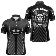 Maxcorners Dart Arrow & Lion Head Black Darts Shirt For Men - Custom Team & Player Name LM1625