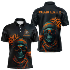 Maxcorners Custom Halloween Men Darts Shirt Personalized Halloween Pumpkin Skull Darts Jerseys LM2608