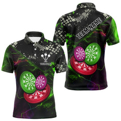 Maxcorners Colorful Thunder Dartboards Grunge Men's Darts Shirt - Custom Name & Team Jersey | Opt2 LM3006