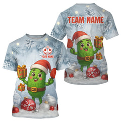 Maxcorners Custom Funny Christmas Pickleball T-Shirt For Men Xmas Pickleball Team Jersey LM2608