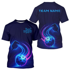 Maxcorners Custom Blue Pickleball T-Shirt For Men Pickleball Team Jerseys Personalized Name LM2608