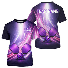 Maxcorners Custom Lightning Purple And Pink Pickleball T-Shirt For Men Pickleball Ball & Paddle Jersey LM2901