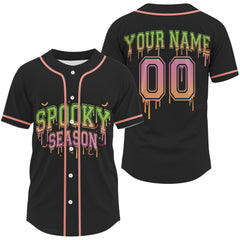 Maxcorners Spooky Season Dripping Personalized Halloween Baseball Jerseys For Men, Baseball Gift LM2608