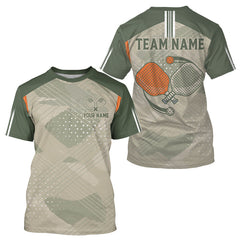 Maxcorners Custom Green And Orange Camouflage Pickleball T-Shirt For Men Pickleball Team Jerseys LM0409