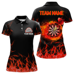 Maxcorners Darts Red Fire Flame Dartboard Custom Dart Shirt For Men, Dart Team Jerseys