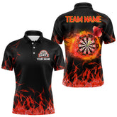 Maxcorners Darts Red Fire Flame Dartboard Custom Dart Shirt For Men, Dart Team Jerseys